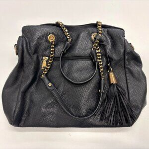 Faux Leather Hobo Bag with Chain detail on handles and Tassle
